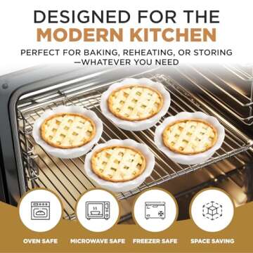 Aunt Shannon's Kitchen White Ceramic Mini Pie Pans - Set of 4 - Small 5.5 Inch Pie Pans with Classic Fluted Rims - Individual Pot Pie Pans for Pot Pies, Quiches, Puddings - Pot Pie Baking Dishes