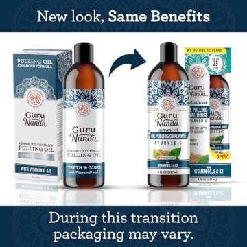 GuruNanda Advanced Oil Pulling with Tongue Scraper - Natural Alcohol-Free Mouthwash with Coconut Oil...