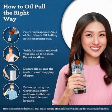 GuruNanda Advanced Oil Pulling with Tongue Scraper - Natural Alcohol-Free Mouthwash with Coconut Oil, Vitamins D & E for Healthy Teeth & Gums(8 Fl Oz)