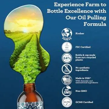 GuruNanda Advanced Oil Pulling with Tongue Scraper - Natural Alcohol-Free Mouthwash with Coconut Oil, Vitamins D & E for Healthy Teeth & Gums(8 Fl Oz)