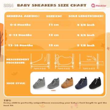 Meckior Toddler Baby Boys Girls High Tops Ankle Sneakers Soft Anti-Slip Sole PU Leather Moccasins Infant Newborn Prewalker First Walking Crib Shoes