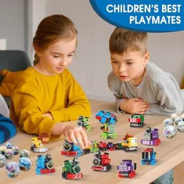 LEBOCADO Mini Building Block Sets, 12PCS Vehicle Train Toys Building Blocks, 6 in 1 STEM Toys Eggs Building Sets, Party Favors for Kids Goodie Bags Prizes/Birthday Gifts