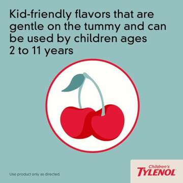 Tylenol Children's Liquid Pain Relief & Fever Medicine, Oral Suspension, Dye-Free, Acetaminophen, Aspirin-Free, Ibuprofen-Free, High Fructose Corn Syrup-Free; Cherry Flavor, 8 fl. oz.; Pack of 1