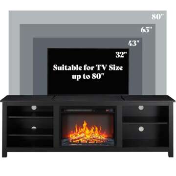 AMERLIFE TV Stand with 23" Electric Fireplace