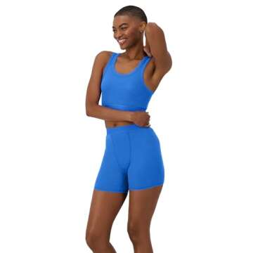 Hanes Women's Originals Supersoft Comfywear 2 Piece Lounge Crop Top & Boxer Shorts Loungewear Set, Frosted PERI/Frosted PERI, Small