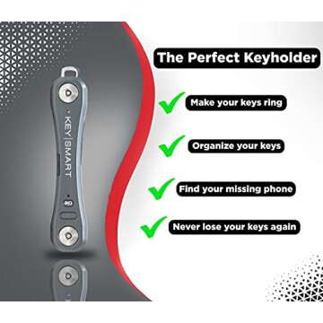 KeySmart Pro- Compact Smart Trackable Key Holder w LED Flashlight & Tile Bluetooth Key Finder Technology, EDC Key Organizer, Other Mini Tools & Accessories for Men, Husband & Dad