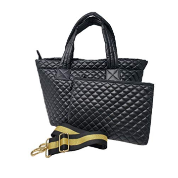 CLARANY Comfortable Light weight Medium size Quilted Tote bag with Pouch and Strap water repellent B...