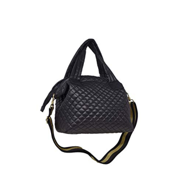 CLARANY Comfortable Light weight Medium size Quilted Tote bag with Pouch and Strap water repellent Black