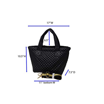 CLARANY Comfortable Light weight Medium size Quilted Tote bag with Pouch and Strap water repellent Black