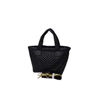 CLARANY Comfortable Light weight Medium size Quilted Tote bag with Pouch and Strap water repellent Black