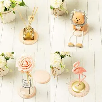 Dorhui 6Pcs Round Wooden Plaques, Unfinished Wood Plaque with Stand Round Wooden Base for Craft Projects and DIY Home Decoration