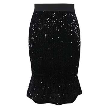 PrettyGuide Sequin Velvet Skirt High Waist Ruffle Elegant