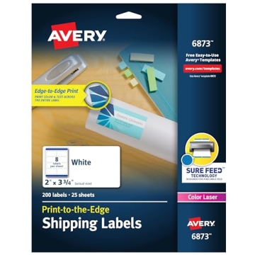 Avery Shipping Labels, Sure Feed Technology, White, 200 Labels