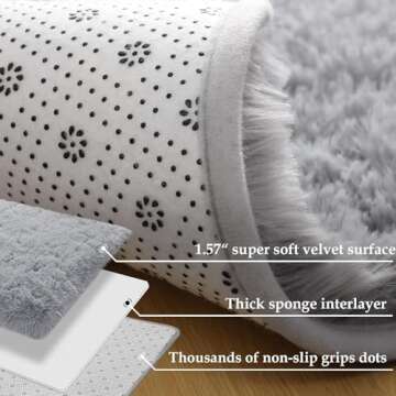 Merelax Soft Modern Indoor Large Shaggy Rug for Bedroom Livingroom Dorm Kids Room Home Decorative, Non-Slip Plush Fluffy Furry Fur Area Rugs Comfy Nursery Accent Floor Carpet 5 X 8 Feet, Grey