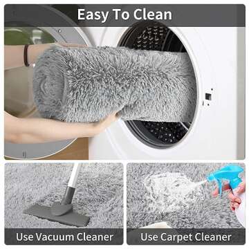 Merelax Soft Modern Indoor Large Shaggy Rug for Bedroom Livingroom Dorm Kids Room Home Decorative, Non-Slip Plush Fluffy Furry Fur Area Rugs Comfy Nursery Accent Floor Carpet 5 X 8 Feet, Grey