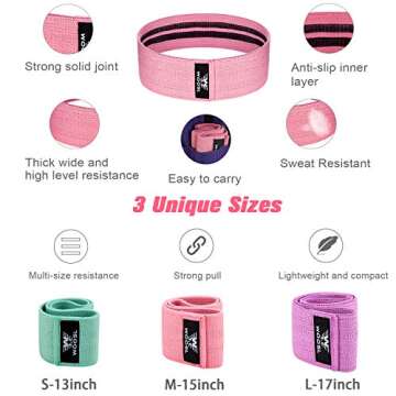 WOOSL Resistance Bands Loop Exercise Bands Booty Bands Workout Bands Hip Bands Wide Resistance Bands for Legs and Butt Resistance Bands for Legs and Butt Booty Band Hip Resistance Band Loop Bands