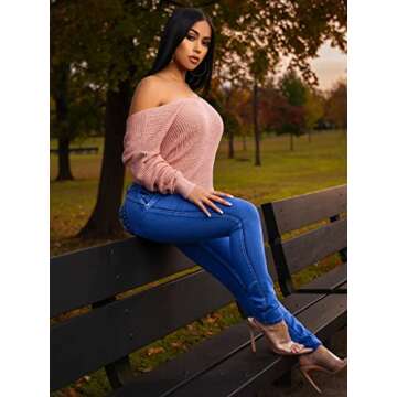 Women's Juniors Sizes Mid Rise Butt Lifting Levanta Cola Stretchy Skinny Jeans 10818I