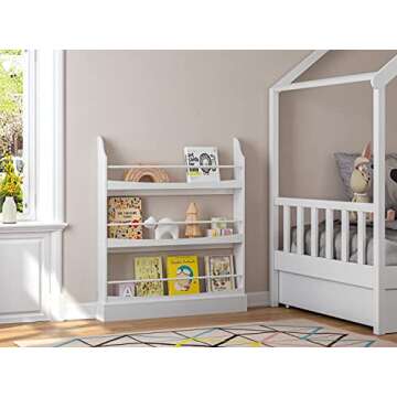 UTEX Kids Bookshelf, 3 Tiers Book Shelf and Storage for Kids Rooms, Kids Bookcase Rack Wall for Bedroom,Study Living Room,White