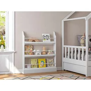 UTEX Kids Bookshelf, 3 Tiers Book Shelf and Storage for Kids Rooms, Kids Bookcase Rack Wall for Bedroom,Study Living Room,White