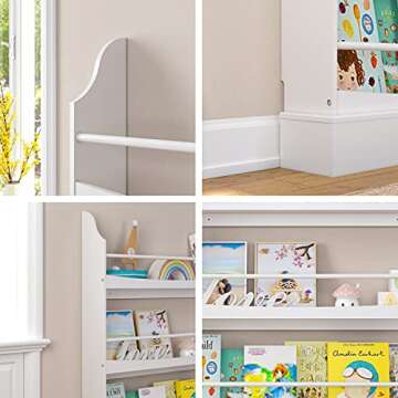 UTEX Kids Bookshelf, 3 Tiers Book Shelf and Storage for Kids Rooms, Kids Bookcase Rack Wall for Bedroom,Study Living Room,White