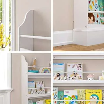 UTEX Kids Bookshelf, 3 Tiers Book Shelf and Storage for Kids Rooms, Kids Bookcase Rack Wall for Bedroom,Study Living Room,White