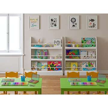 UTEX Kids Bookshelf, 3 Tiers Book Shelf and Storage for Kids Rooms, Kids Bookcase Rack Wall for Bedroom,Study Living Room,White