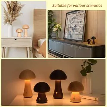 KAPJHRX Mushroom Lamp, Rechargeable Portable Night Light Cute Small Nightstand Desk Lamp Suitable for Bedroom, Home Decor, Women, Baby, Kids, Gifts Etc