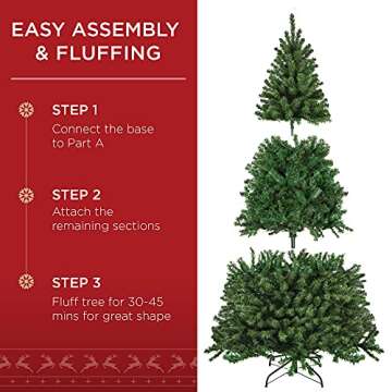 Best Choice Products Artificial Christmas Tree, 6ft Premium Unlit Realistic Spruce Holiday Décor w/Dense Branches, Easy Assembly, Metal Base