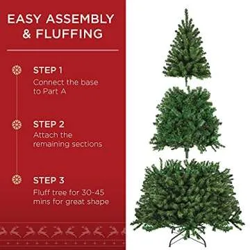 Best Choice Products Artificial Christmas Tree, 6ft Premium Unlit Realistic Spruce Holiday Décor w/Dense Branches, Easy Assembly, Metal Base
