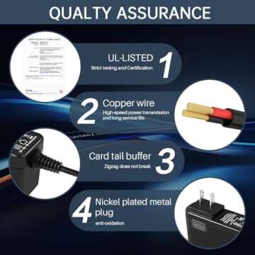 UL Listed 12V Power Supply Charger Adapter for Yamaha PA130 PA150, Power Cord for Yamaha PSR, YPG, YPT, DGX, DD Series Keyboard - Only Compatible for Listed Models (8.4 Ft Long Cord)