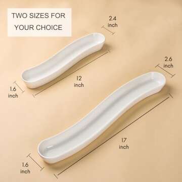 3-Pack Olive Plates-Versatile Ceramic Olive Tray for Snacks, Appetizers Platter-Long Arc Shape Boat Restaurantware for Entertaining and Displaying Appetizers-Dishwasher & Microwave Safe (12 inches)