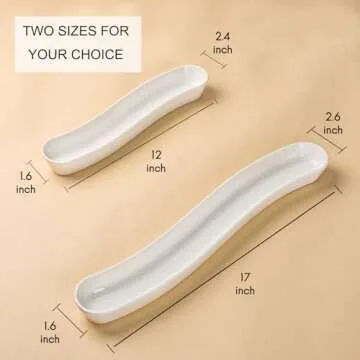 3-Pack Olive Plates-Versatile Ceramic Olive Tray for Snacks, Appetizers Platter-Long Arc Shape Boat Restaurantware for Entertaining and Displaying Appetizers-Dishwasher & Microwave Safe (12 inches)