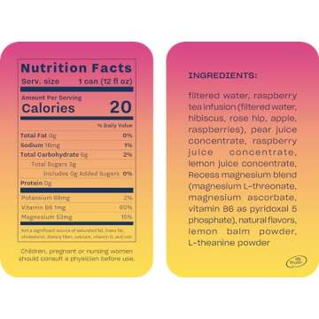 Recess Mood Magnesium & Adaptogen Drink, Calming Relaxation Beverage, 12 ounce (Raspberry Lemon, 12 pack)