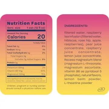 Recess Mood Magnesium & Adaptogen Drink, Calming Relaxation Beverage, 12 ounce (Raspberry Lemon, 12 pack)