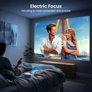 [Electric Focus] Native 1080P Projector with Wifi and Bluetooth, 20000L Movie Home Projector 4K Support, Outdoor Mini Portable Projector for iOS/Android/TV Stick/HDMI/USB/Laptop/PS5 Grey