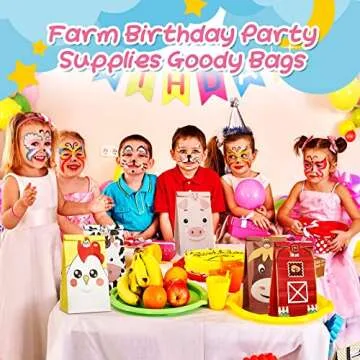 Dianelhall 30 Pack Farm Party Favor Bags Farm Animal Goodie Bags Farm Themed Candy Bags for Boys Gir...