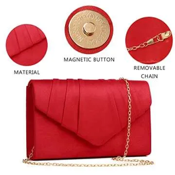 Labair Red Suede Evening Clutch - Perfect for Events