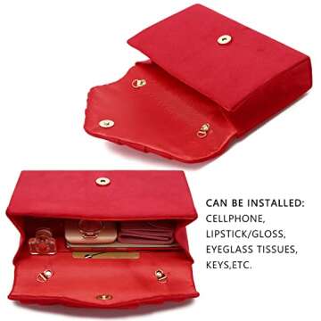 Labair Red Suede Evening Clutch - Perfect for Events