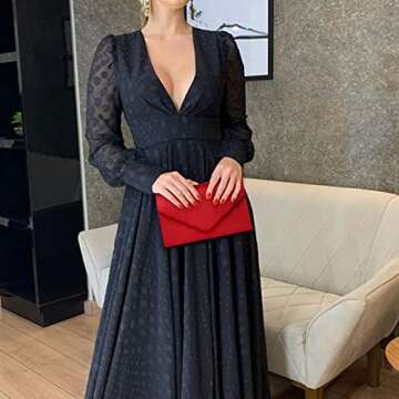 Labair Red Suede Evening Clutch - Perfect for Events