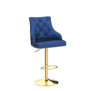 Elegant Velvet Adjustable Bar Stool Set - Swivel Design for Comfort