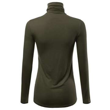 FASHIONOLIC Womens Premium Long Sleeve Turtleneck Lightweight Pullover Top Sweater (CLLT002) DK.Olive L