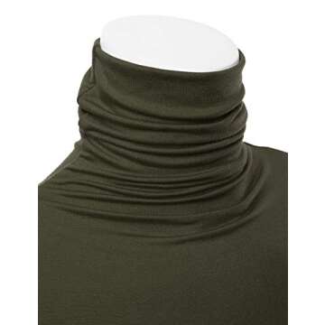FASHIONOLIC Womens Premium Long Sleeve Turtleneck Lightweight Pullover Top Sweater (CLLT002) DK.Olive L
