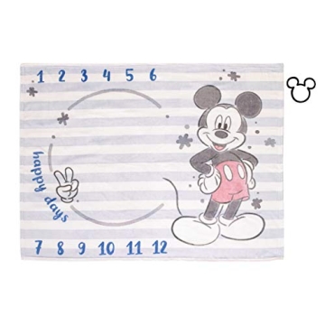 Disney Mickey Mouse Light Blue & Red Super Soft Milestone Baby Blanket
