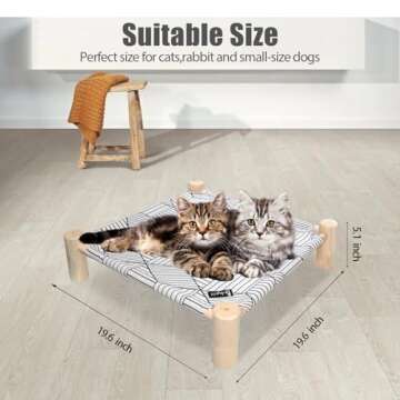 Babyezz Cat/Dog Bed,Wooden Pet Hammock Bed,Elevated Breathable Dog Bed, Detachable Portable Indoor/O...