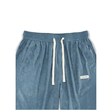 SOLY HUX Men's Corduroy Pants Casual Drawstring Elastic Waist Straight Leg Sweatpants with Pockets Light Blue Letter X-Large