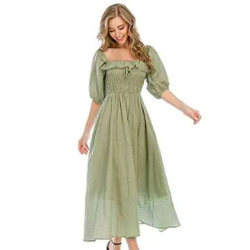 R.Vivimos Women Summer Half Sleeve Cotton Ruffled Vintage Elegant Backless A Line Flowy Long Dresses...