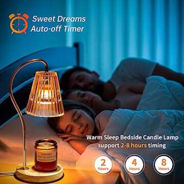 Elenhome Candle Warmer Lamp, Modern-Glass Candle Lamp Warmer with Timer & Dimmer, Electric Candle Warmer Lamp for Jar Candles, Wax Melter Warmer Lamps for Home Decor Gifts, with 2 Bulbs (Amber)