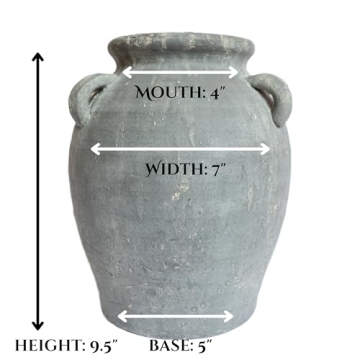 Handmade Black Terracotta Vase Vintage 9.5 Inch Tall