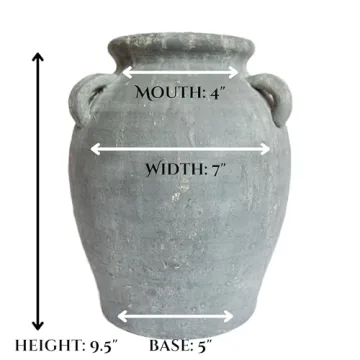 Handmade Black Terracotta Vase Vintage 9.5 Inch Tall