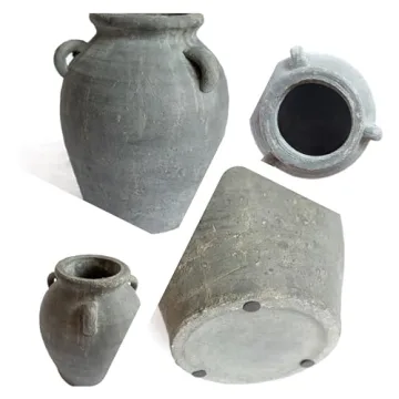 Handmade Black Terracotta Vase Vintage 9.5 Inch Tall